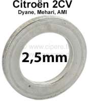 Alle - Kingpin spacer (distance disk). Heavy one: 2,5mm. Suitable for Citroen 2CV. Per piece! Or.