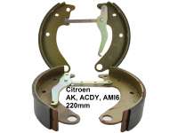 Citroen-2CV - Brake shoes in front. Suitable for Citroen AK, ACDY, AMI 6. Lining-wide about 45mm. 220mm 