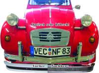 Citroen-2CV - Bumpers in front + rear out polished high-grade steel, inclusive Bumper overriders, for Ci