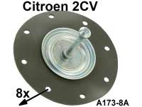 Citroen-2CV - Fuel pump diaphragm with 8 screw connections, for 2CV4/6. Diaphragm diameter = 75mm. Bolt 