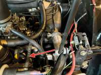 Citroen-2CV - Throttle control cable retractor spring. Between carburetor and engine fan cases, for 2CV6