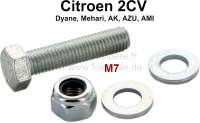 Citroen-2CV - Gear lever: M7 screw, for the clip (gearstick on the gearbox). Inclusive nut and disks. Su