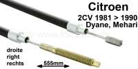 Citroen-2CV - Hand brake cable on the left (short cable). Suitable for Citroen 2CV, Dyane, Mehari. Vehic