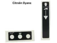 Citroen-2CV - Dyane, dashboard label set, for the heater adjustment and the control lights. Suitable for