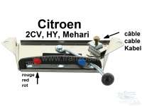 Citroen-2CV - Heater adjustment lever with fixture. Suitable for Citroen 2CV, HY, Mehari.  Reproduction 