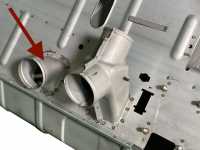 Citroen-2CV - Heater hose connection connecting piece (small) on the right (welds at the front wall). Su