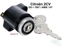 Citroen-DS-11CV-HY - Ignition lock in the dashboard, for Citroen 2CV with starter button (with 2 connections). 