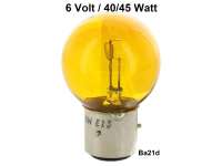 Citroen-2CV - Bulb 6 V, 45/40 Watt. in yellow!! Base with 3 pins, base Ba21d. 2CV early years of constru