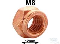 Alle - M8, copper nut, for 12mm open end wrench. For exhausts + exhaust manifolds.