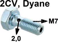 Citroen-2CV - Oil line hollow bolt 2CV6, M7, for connector at the engine block. (large bore 2,0mm). Sign