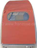 Alle - 2CV old, soft top hood long darker red (Rouille) with small back window. External locking.