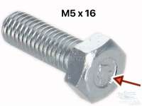 Citroen-2CV - M5x16, screw galvanizes, with Chevrons. Thread pitch: ISO 0.80 (Citroen starting from year