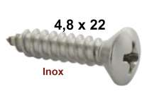Alle - Screw cross lens head (4.8x22) in stainless steel. Per piece.