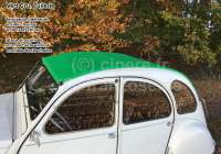 Citroen-2CV - Soft top hood, green, similar to RAL 6010 grass green ( Vert Cru, Tuilerie ), 2cv, inside 