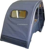 Citroen-2CV - Soft top hood, long with small rear window. Material grey cotton! Outside closing. Produce