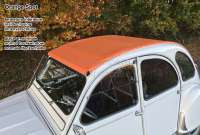 Citroen-2CV - Soft top hood, orange, (orage spot) similar to RAL 2004, orange, 2cv inside closing. Made 