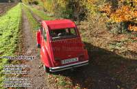 Citroen-2CV - Soft top hood, red, with heatable rear window, ( Rouge, Vallelunga) similar to RAL 3002, 2