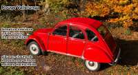 Citroen-2CV - Soft top hood, red, with heatable rear window, ( Rouge, Vallelunga) similar to RAL 3002, 2