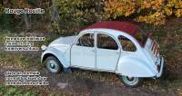 Renault - 2CV, Soft top hood red (Rouille). Inside closing, normal back window. This darker red inst