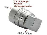 Peugeot - Oil drain screw tool nut. Square 13,1mm. 3/8 ratchets mounting. Suitable for Peugeot + Ren