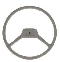 Citroen-2CV - 2-spoke steering wheel, reproduction. Colour: grey. Suitable for Citroën 2CV, Mehari. 385