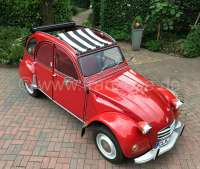 Citroen-2CV - Suns sail (Awning) black-white striped. The sail is fixed when the roof is open! The sheat