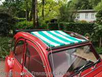 Citroen-2CV - Suns sail (Awning) green-white streaked. The sail is fixed when the roof is open! The shea