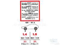 citroen 2cv tires rims label air pressure 5 lingual red P16901 - Image 1