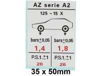 citroen 2cv tires rims label air pressure az series a2 P17503 - Image 1