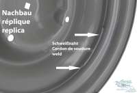 Citroen-2CV - Wheel 4Jx15 for 2CV (tubeless), original size. Attention: The production of these rims has
