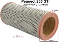 Peugeot - Air filter A699, for Citroen VISA GTI, Peugeot 205 GTI, 205 Rally, 309 GTI. Outside diamet