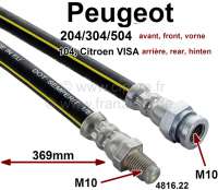 Peugeot - brake hose Peugeot 504 rear 09/75-10/82, length 369mm, Peugeot 204 + 304. Connections: mal