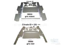 Citroen-DS-11CV-HY - ID, complete foot lining set, with box sill lining, linoleum grey (gris marbré). Suitable