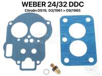 Citroen-DS-11CV-HY - Carburetor sealing set, for Weber 24/32DDC + 23/32DDC. Suitable for Citroen DS19. The carb