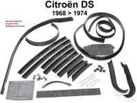 Citroen-DS-11CV-HY - Front left wing: Complete rubber set (seals) for the complete mudguard incl. retaining cli