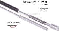 Citroen-DS-11CV-HY - Hand brake cable, on the left + on the right fitting. For Citroen 7CV + 11CV BL, starting 