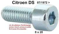 Citroen-DS-11CV-HY - M8x20, hexagon socket screw (female hexagon) M8x20mm. Suitable for Citroen DS clutch press