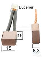 Alle - Starter brushes Ducellier (type 6215A). Suitable for Citroen DS. Dimension: 15.0 x 8.3 x 1