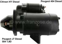Peugeot - Starter motor, suitable for Peugeot 404 D. Peugeot 504 1,9D. Citroen HY Diesel. 12V. Power
