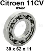 Alle - Gearbox primary shaft bearing, suitable for Citroen 11CV. Dimension: 30 x 62 x 11mm. Or. N