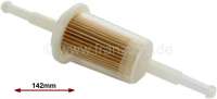 Peugeot - Fuel filter universal, slim and long. Length: 142mm. Diameter maximally: 37mm.