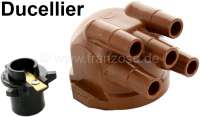 Citroen-DS-11CV-HY - Ducellier, distributor cap + distributor arm (lateral ignition cable inlet). Suitable for 