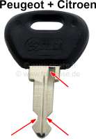 Peugeot - Blank key for starter lock + door lock. Suitable for Peugeot 104, from 1982 to 1988. 305 s