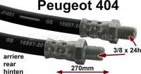 peugeot brake hoses hose rear 404u length 270mm both side threat P74265 - Image 1