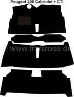 Citroen-2CV - P 205, carpet set. Material: Velour black. Suitable for Peugeot 205 Cabriolet + CTI.