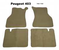 Peugeot - P 403, set of floor mats. Velour Exellence beige with beige vinyl border trim (front + rea