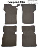 Peugeot - P 404, set of floor mats (4 pieces). Velour Exellence light grey (Gris clair) with dark gr