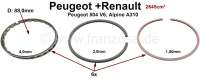 Renault - Piston rings for V6 engine. 2,7L.  88mm bore. Suitable for Peugeot 504 V6 Cabrio + Coupe. 