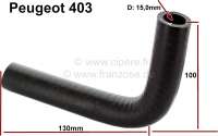 Peugeot - P 403, radiator hose 90° curve, for the heating. Suitable for Peugeot 403. Connections bo