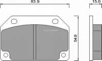 Peugeot - Brake pads for Talbot Horizon/Rancho. Width: 83,7mm, height: 55mm, thickness: 15mm.